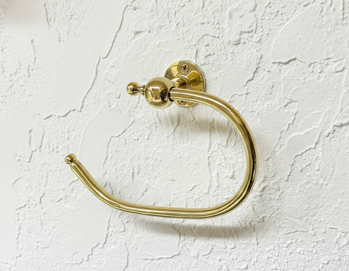 Handmade Unlacquered Brass Toilet Paper Holder – Vintage Wall Mount Bathroom Hardware