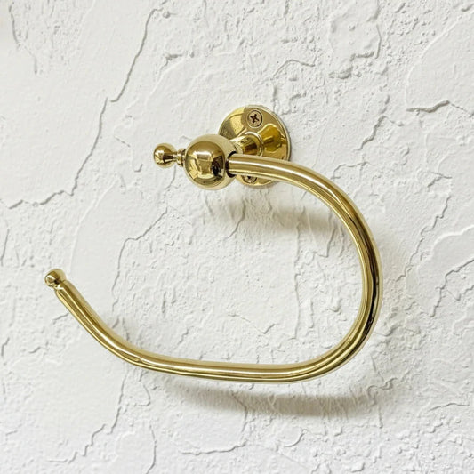 Handmade Unlacquered Brass Toilet Paper Holder – Vintage Wall Mount Bathroom Hardware