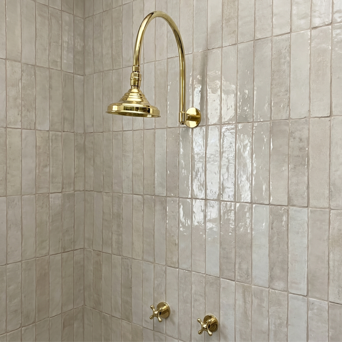 Unlacquered Brass Adjustable Round Rain Shower System