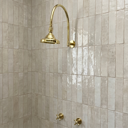 Unlacquered Brass Adjustable Round Rain Shower System