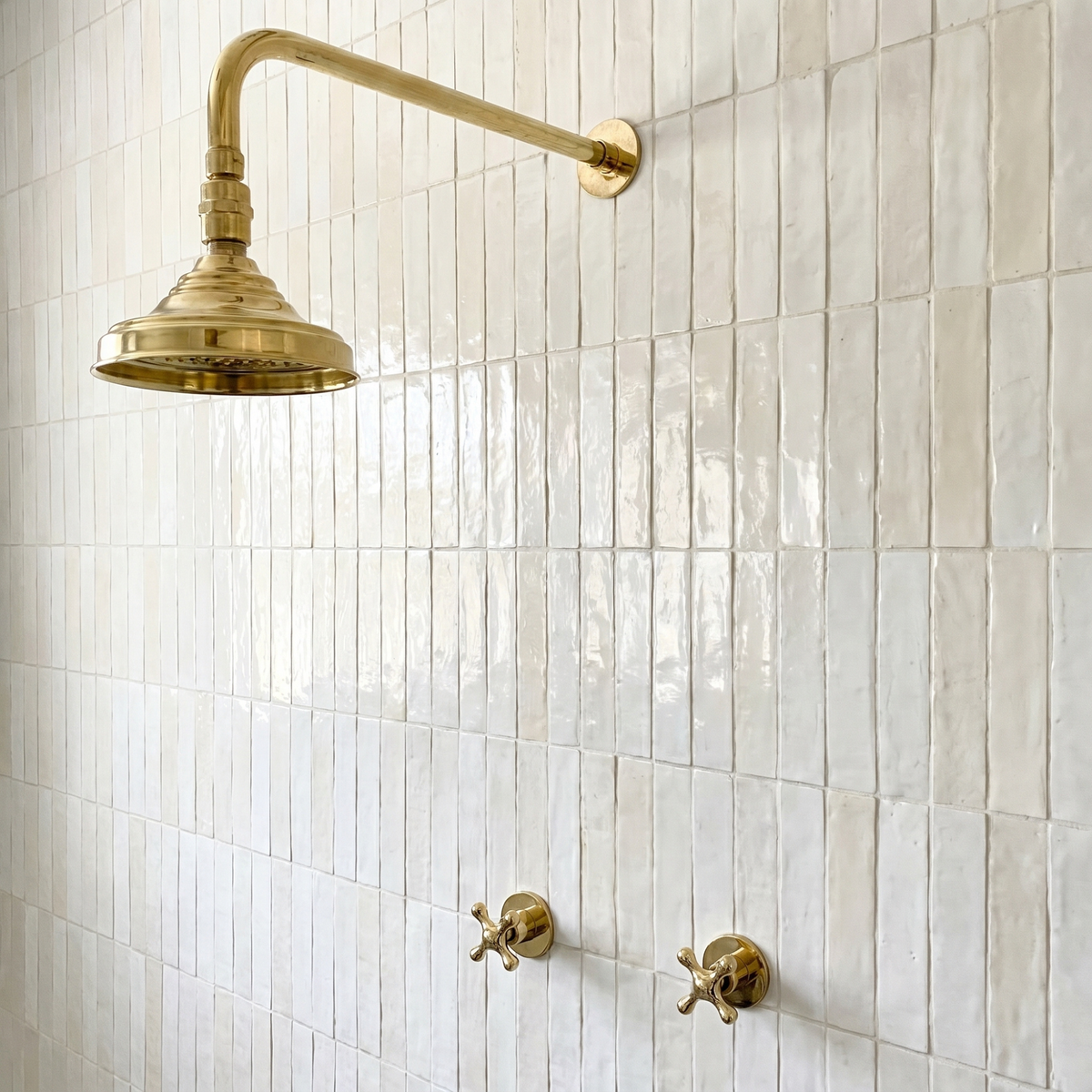 Unlacquered Brass Adjustable Round Rain Shower System