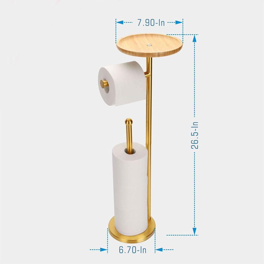 Luxury Brass Toilet Paper Stand – Multi-Roll Storage + Top Shelf