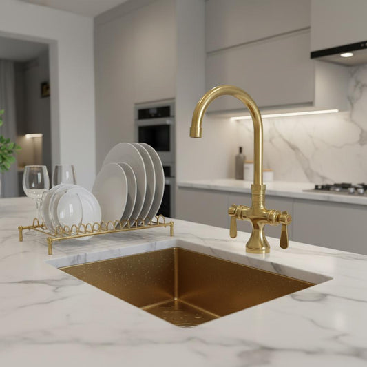 Luxury Brass Kitchen Faucet – Vintage Double-Handle Design
