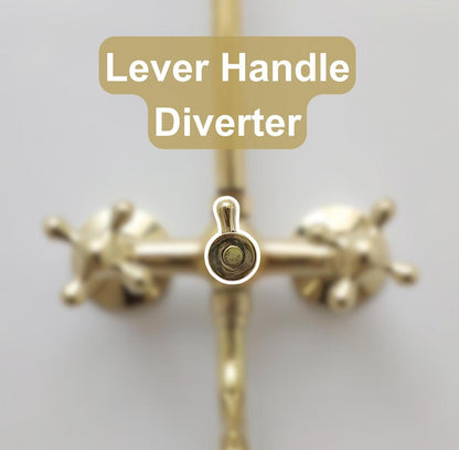 Handmade Unlacquered Brass Shower System | Moroccan Wall Mounted Rain & Hand Shower by Brasska