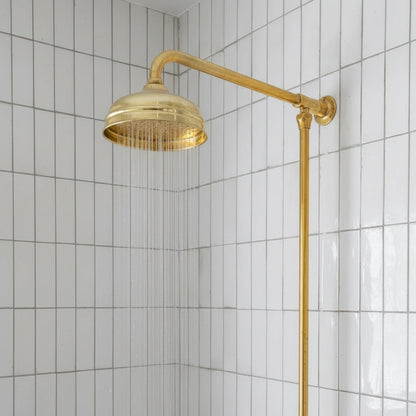 Unlacquered Brass Shower System – Wall Mount Mixer with Handheld