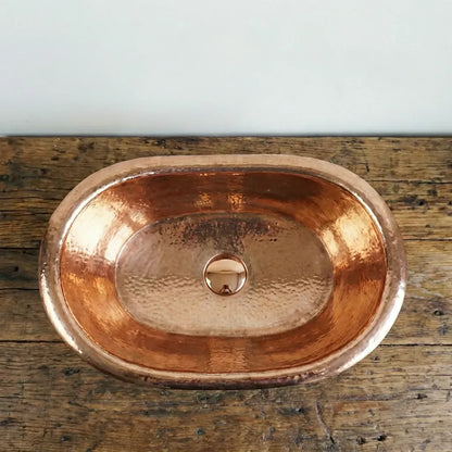 Oxidized Copper Tub Sink – Handmade Green Patina Bathroom Vessel