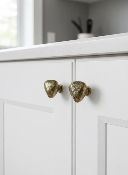 Handcrafted Solid Brass Knob – Textured Antique Finish for Cabinets & Drawers