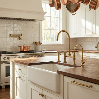 Unlacquered Brass Pot Filler – Wall Mounted Swing Arm Faucet
