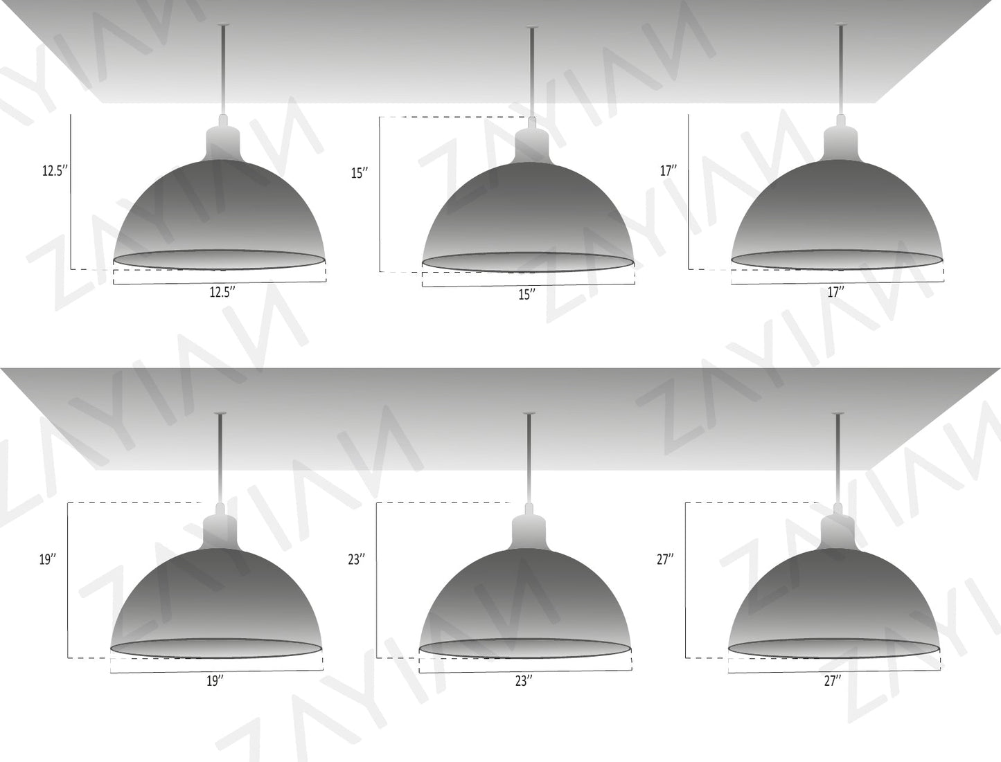 Copper Ceiling Light Shades - White Kitchen Island Lighting - Xira 