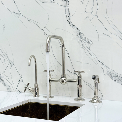 Polished Nickel Bridge Faucet with Cross Handles