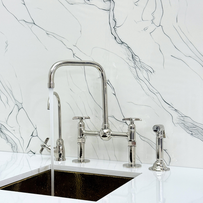 Polished Nickel Bridge Faucet with Cross Handles