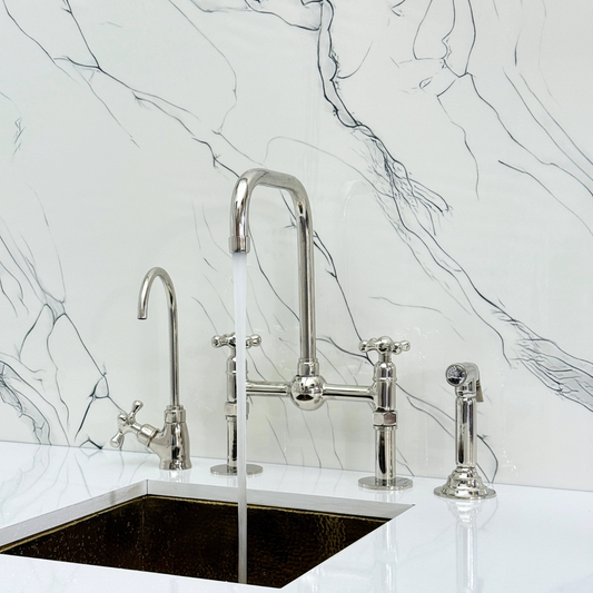 Polished Nickel Bridge Faucet with Cross Handles