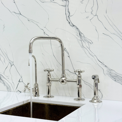 Polished Nickel Bridge Faucet with Cross Handles