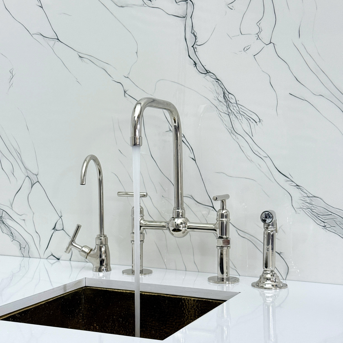 Polished Nickel Bridge Faucet with Lever Handles