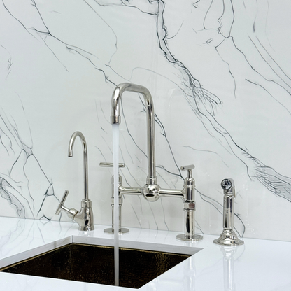 Polished Nickel Bridge Faucet with Lever Handles
