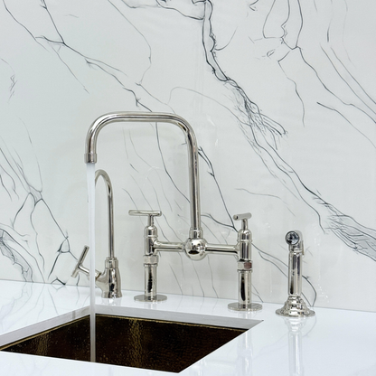 Polished Nickel Bridge Faucet with Lever Handles