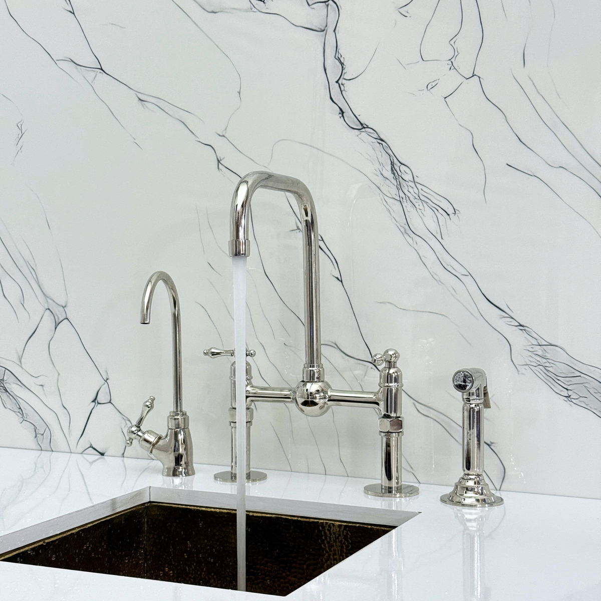 Polished Nickel Bridge Faucet with Lever Handles