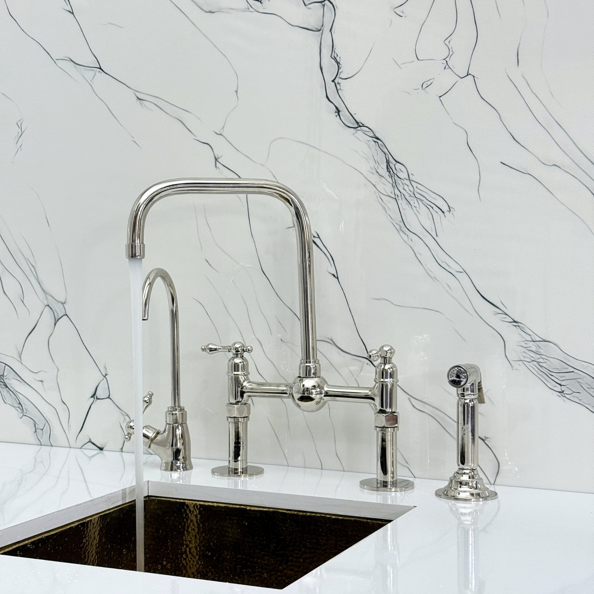Polished Nickel Bridge Faucet with Lever Handles