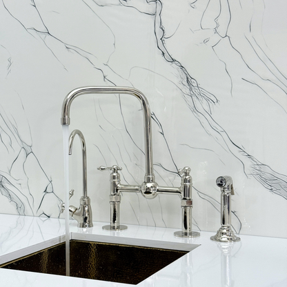 Polished Nickel Bridge Faucet with Lever Handles