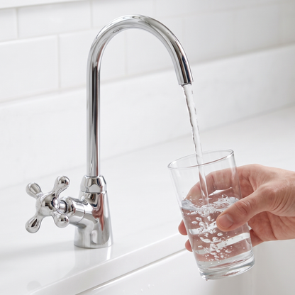 Polished Nickel Cold-Water Faucet with Cross Handles