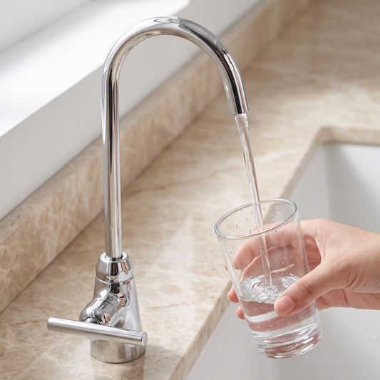 Polished Nickel Cold-Water Faucet with Lever Handles