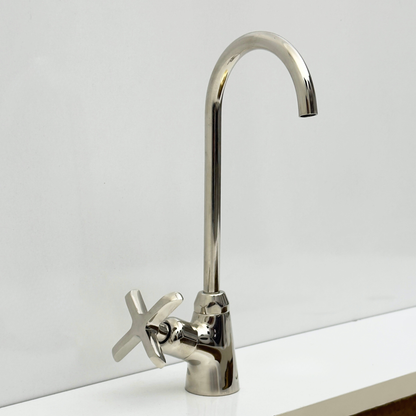 Polished Nickel Cold-Water Faucet with Cross Handles