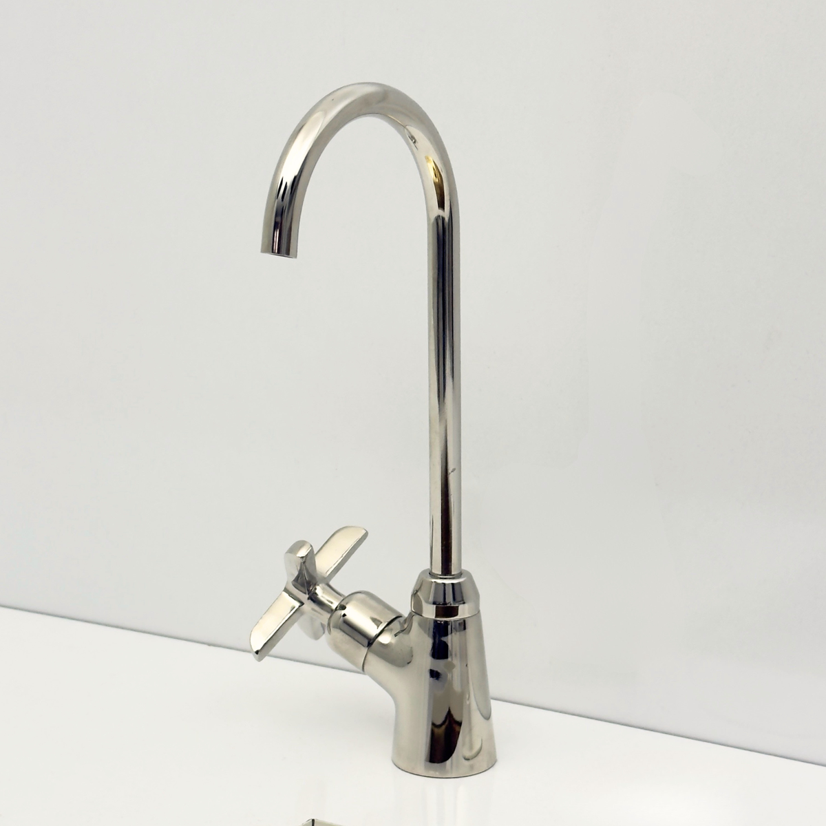 Polished Nickel Cold-Water Faucet with Cross Handles