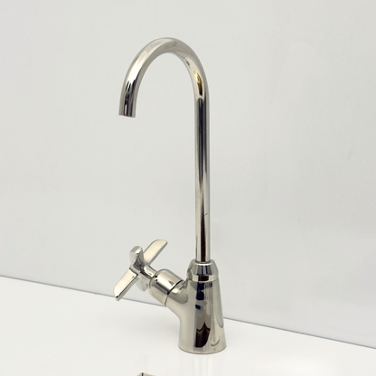 Polished Nickel Cold-Water Faucet with Cross Handles