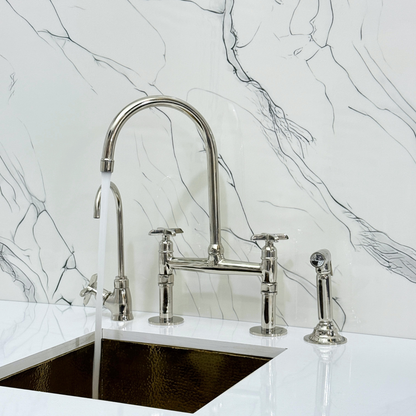 Polished Nickel Bridge Faucet with Cross Handles