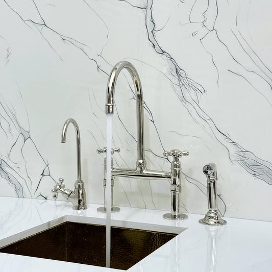 Polished Nickel Bridge Faucet with Cross Handles