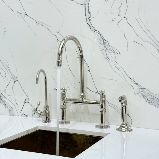 Polished Nickel Bridge Faucet with Lever Handles