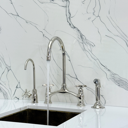 Polished Nickel Bridge Faucet with Cross Handles
