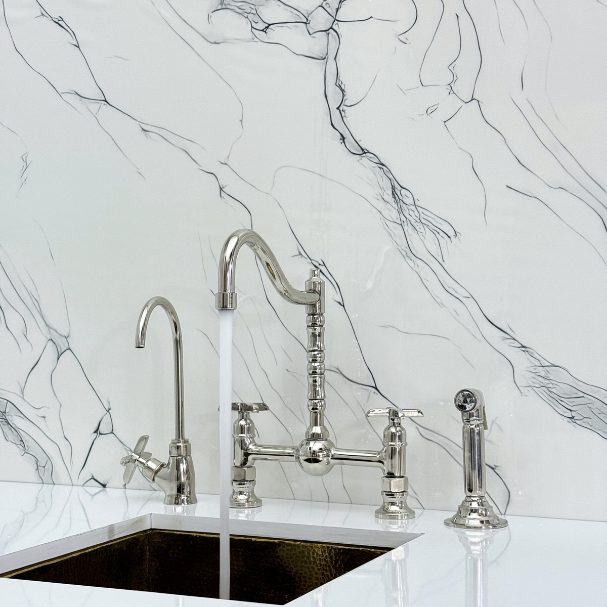 Polished Nickel Bridge Faucet with Cross Handles