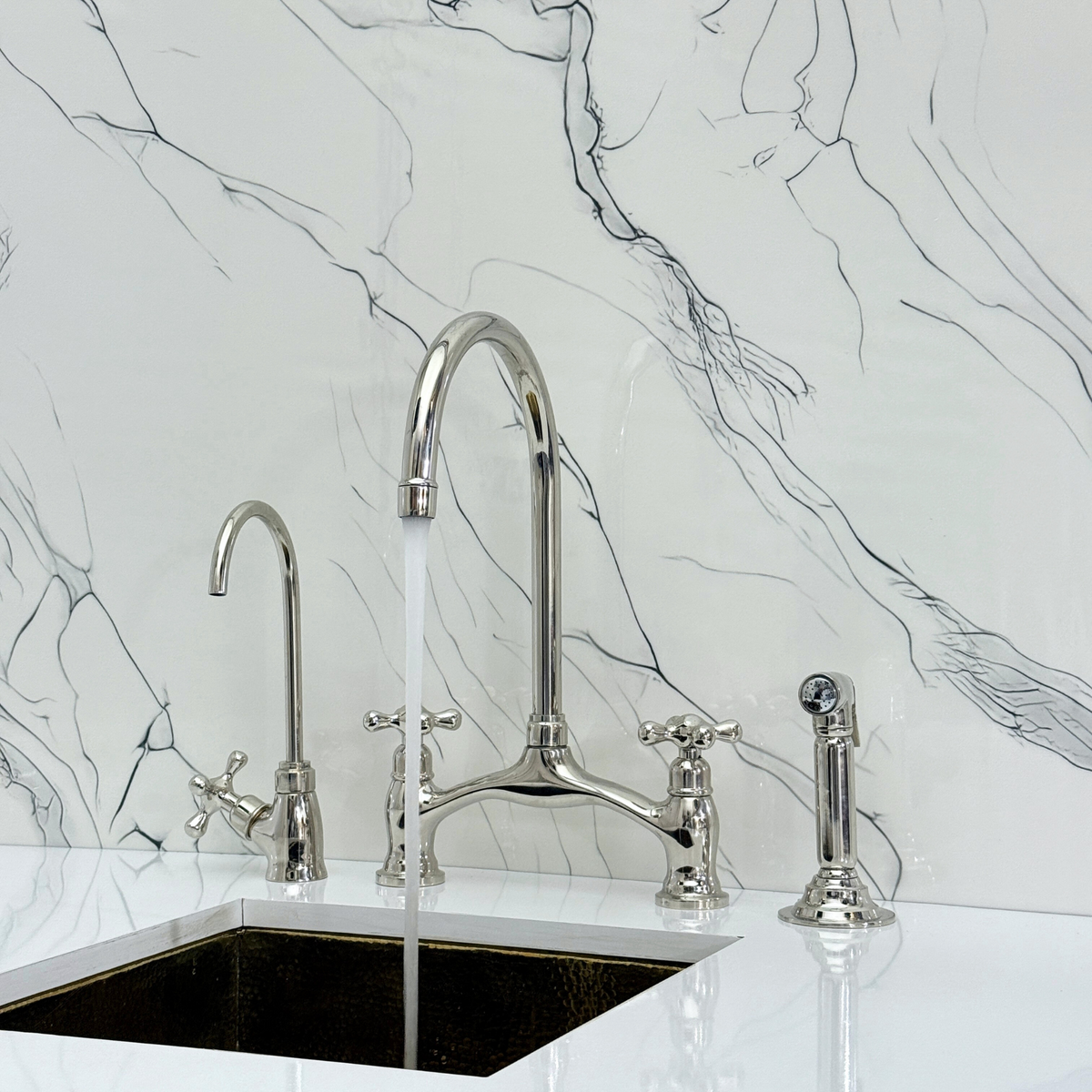 Polished Nickel Bridge Faucet with Cross Handles