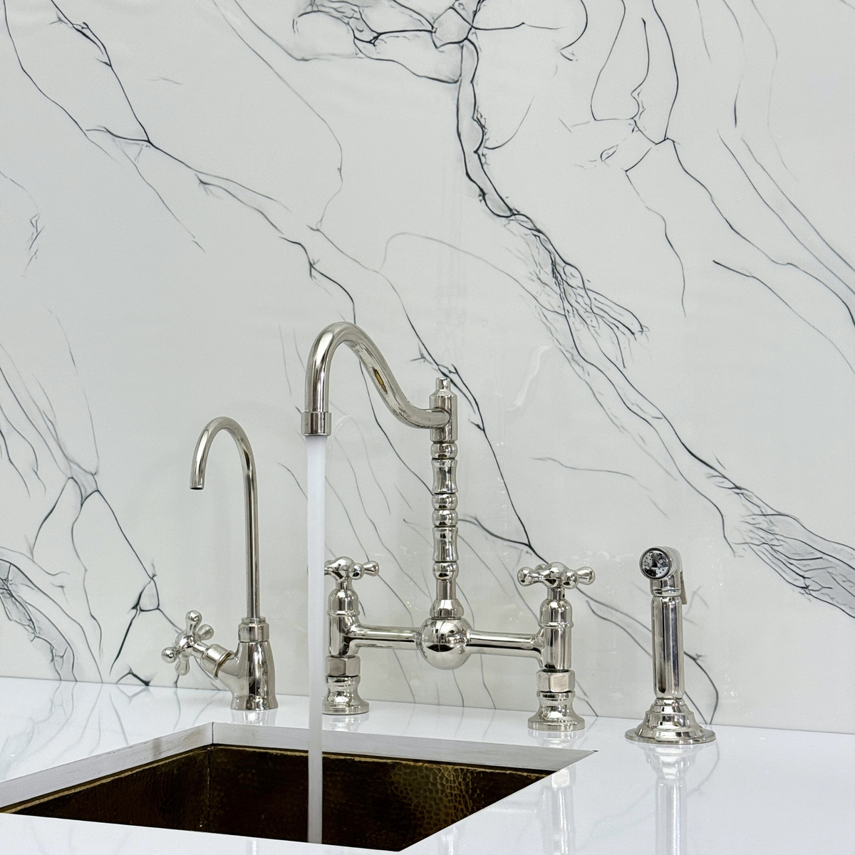Polished Nickel Bridge Faucet with Cross Handles