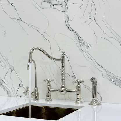 Polished Nickel Bridge Faucet with Cross Handles