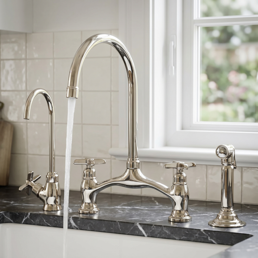 Polished Nickel Bridge Faucet with Cross Handles