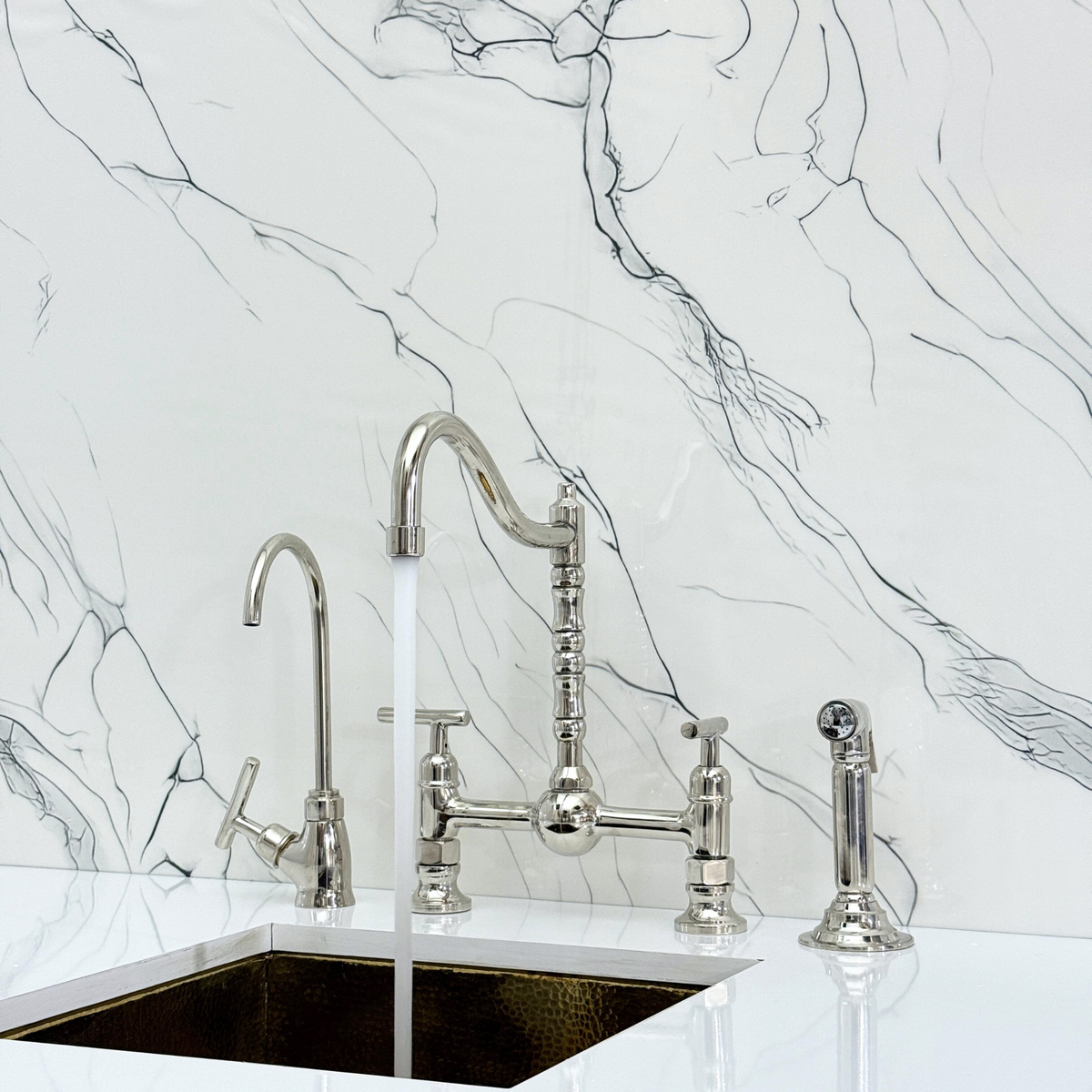 Polished Nickel Bridge Faucet with Lever Handles - Windsor