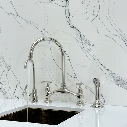 Polished Nickel Bridge Faucet with Lever Handles