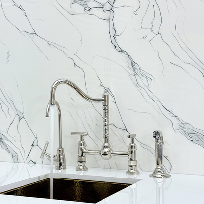 Polished Nickel Bridge Faucet with Lever Handles - Windsor
