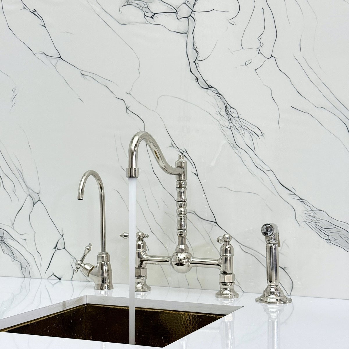 Polished Nickel Bridge Faucet with Lever Handles - Windsor