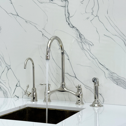 Polished Nickel Bridge Faucet with Lever Handles