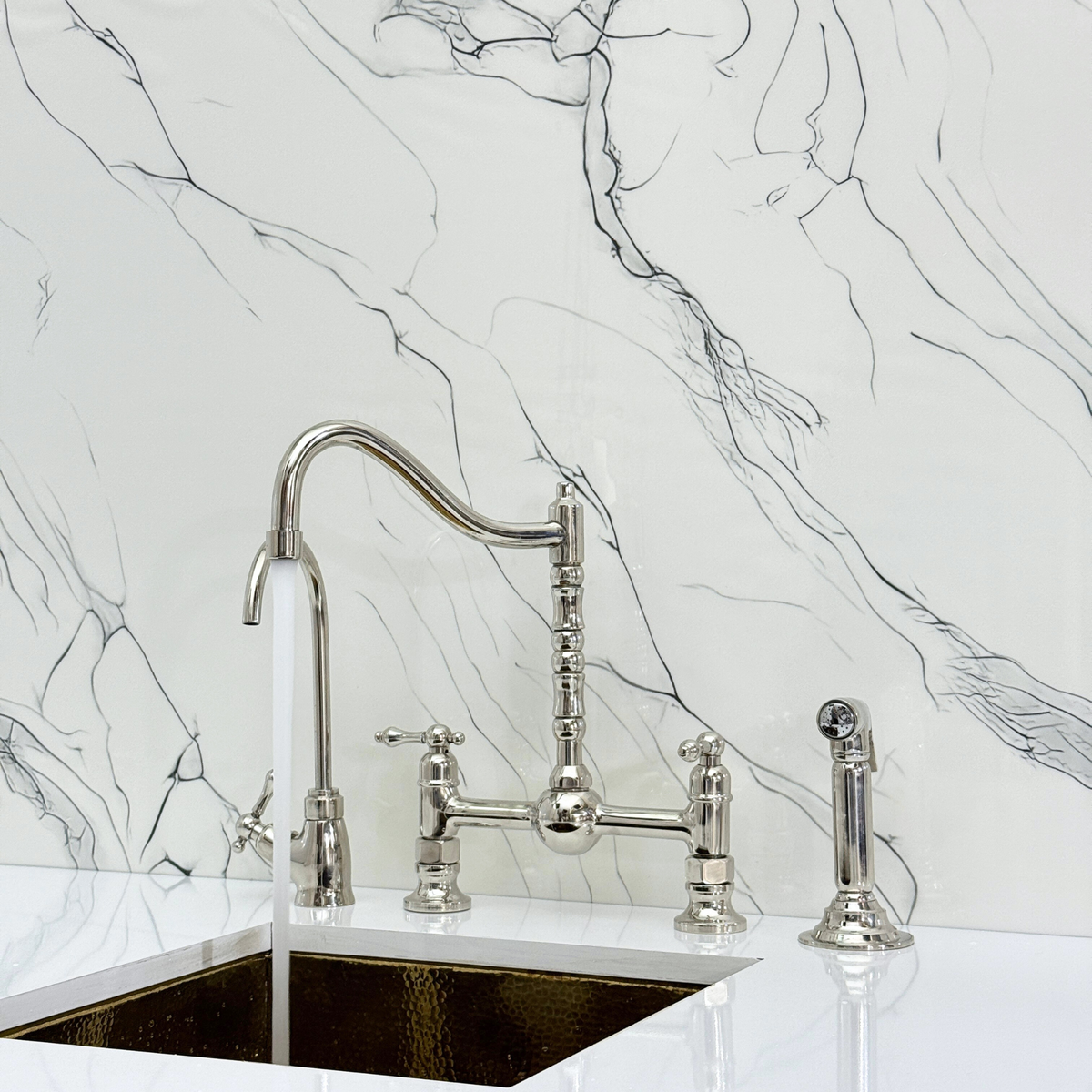 Polished Nickel Bridge Faucet with Lever Handles - Windsor
