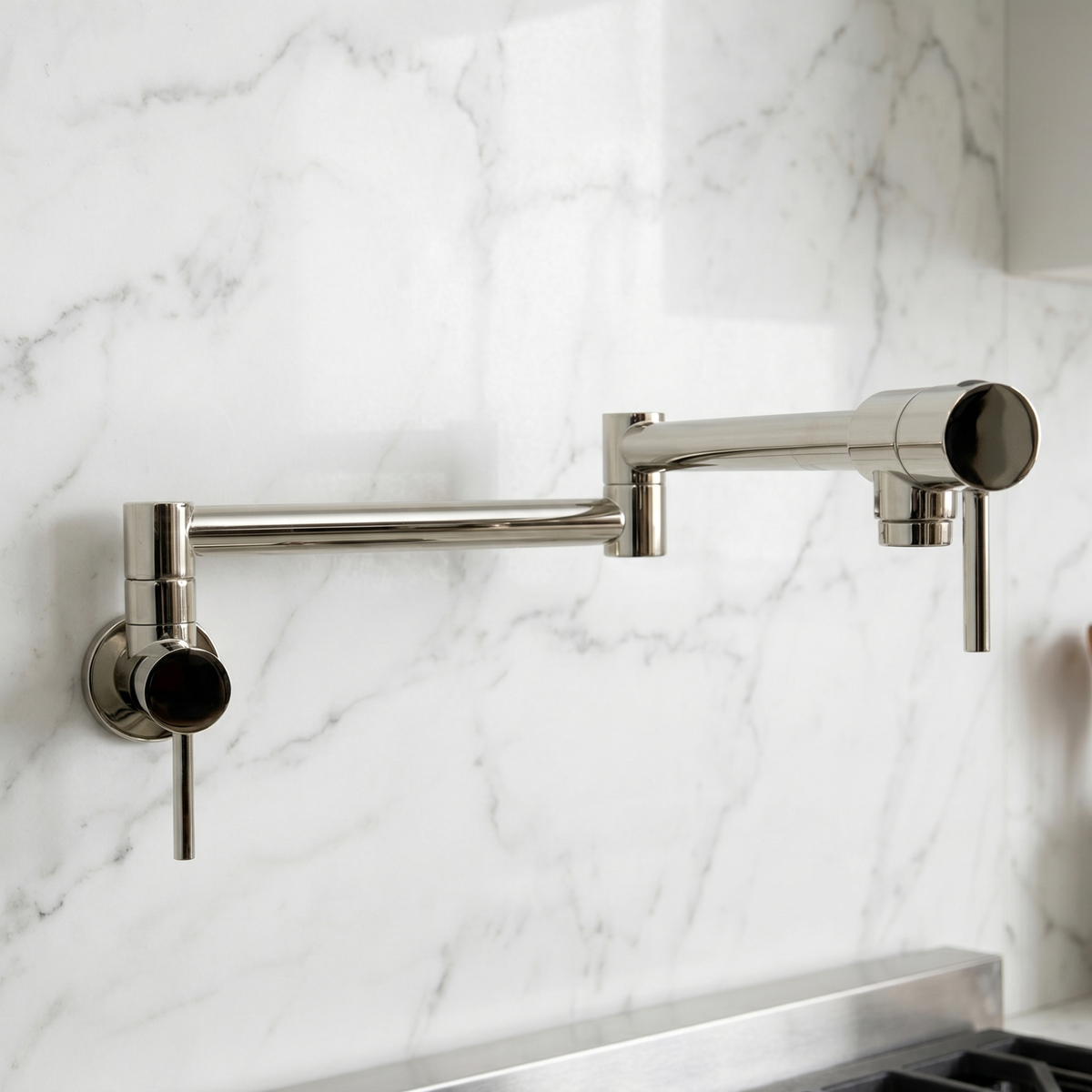 Polished Nickel Wall-Mount Pot Filler