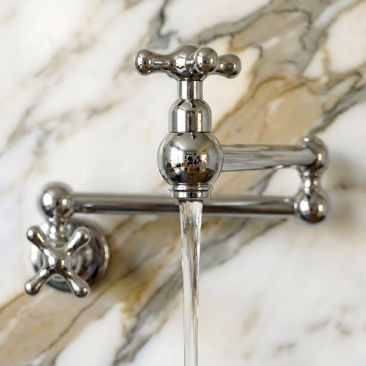 Polished Nickel Pot Filler with Cross Handles