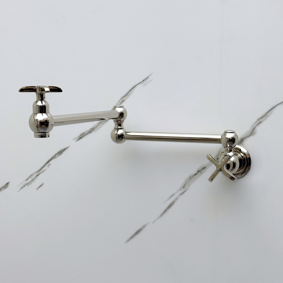 Polished Nickel Pot Filler with Cross Handles