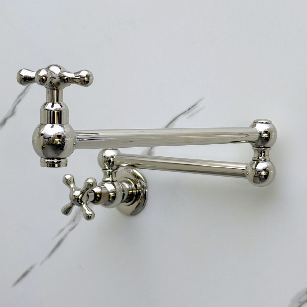 Polished Nickel Pot Filler with Cross Handles