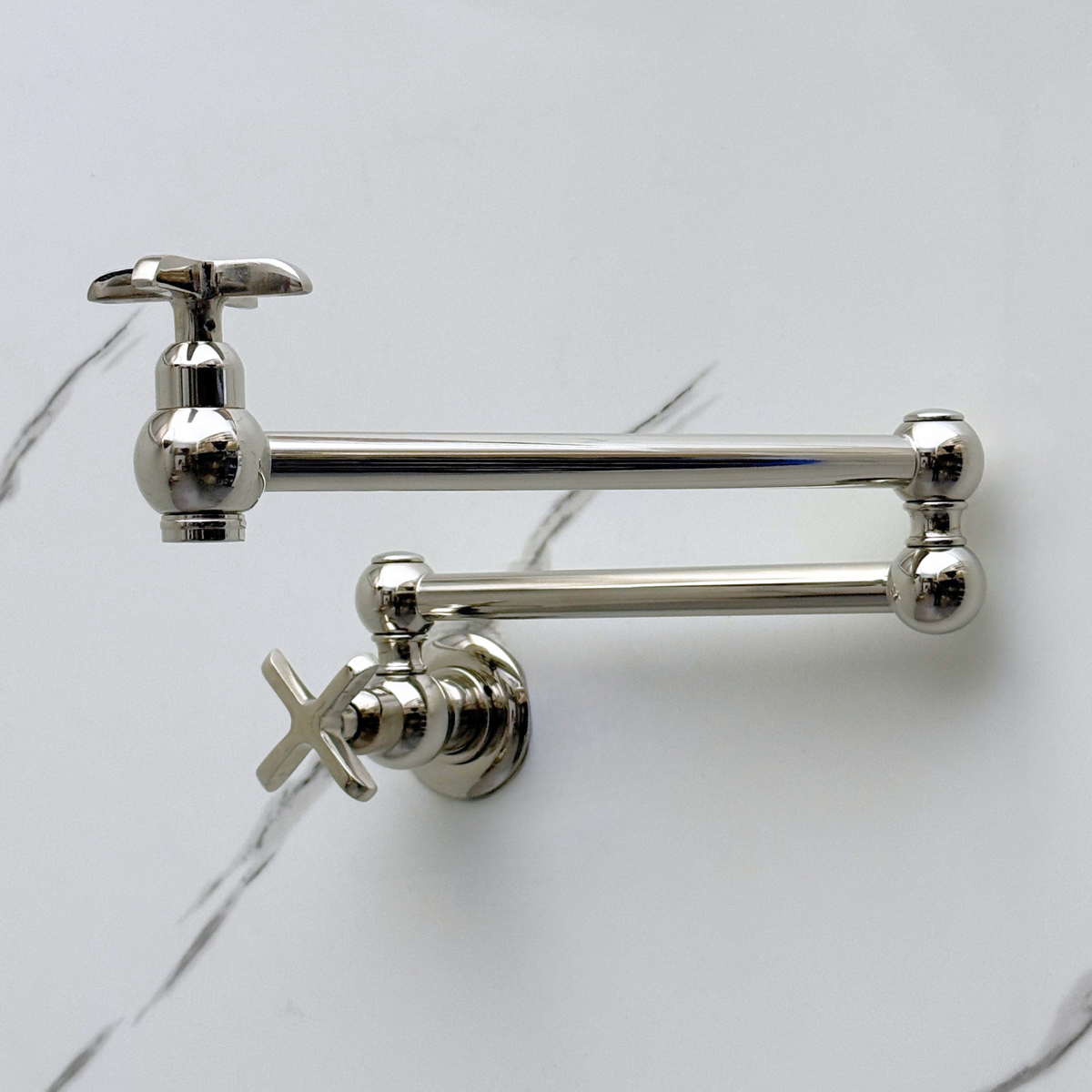 Polished Nickel Pot Filler with Cross Handles