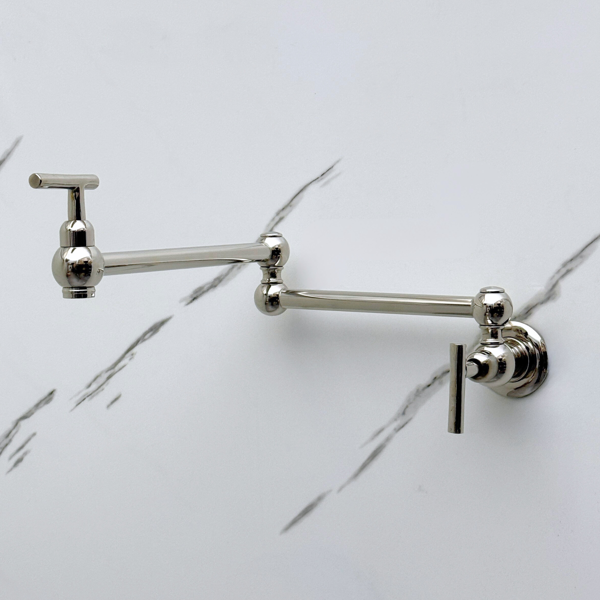 Polished Nickel Pot Filler with Lever Handles
