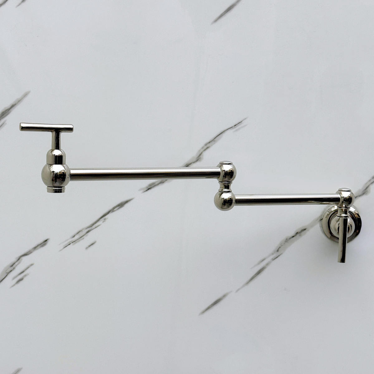 Polished Nickel Pot Filler with Lever Handles